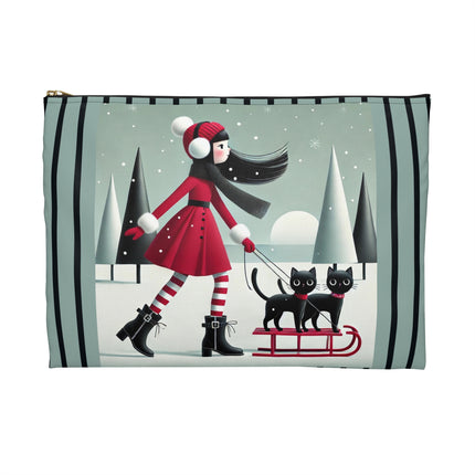 Red Sled & Curious Cats Accessory Pouch