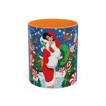 🦌🍬 The Lady Of The Peppermint Christmas Garden Colorful Mug – Colorful Art Deco Holiday Fantasy