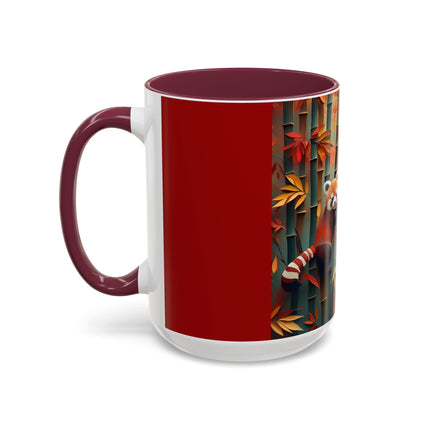 Red Panda at an Autumn Bamboo Grove Colorful Mugs (11oz, 15oz)