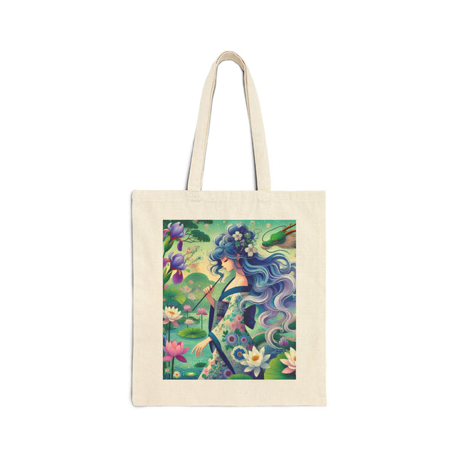 Fairy of the Koi Pond Cotton Canvas Tote Bag