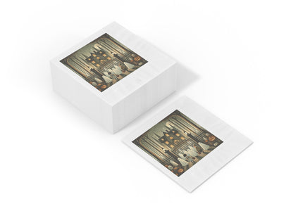 Ghostly Welcome – A Halloween Night White Coined Napkins