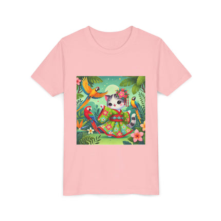Parrot Dance of the Geisha Kitten Youth Short Sleeve Tee