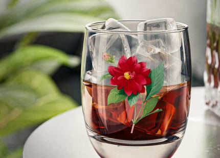 Dahlia Botanical Illustration by Pierre-Joseph Redouté Whiskey Glass