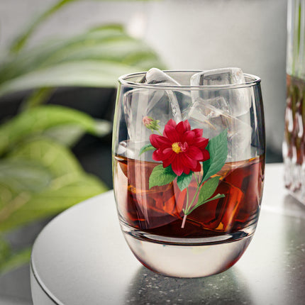 Dahlia Botanical Illustration by Pierre-Joseph Redouté Whiskey Glass