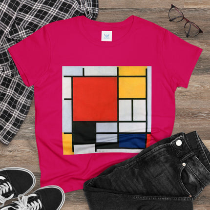 Composition with Red, Yellow, Blue, and Black by Piet Mondrian Women's Midweight Cotton Tee