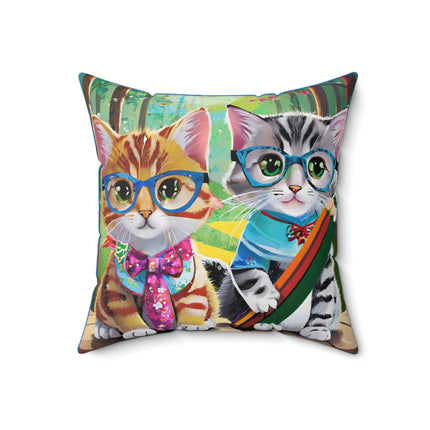 Kitten Scholars Spun Polyester Square Pillow
