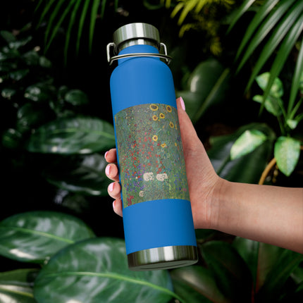 Farm Garden with Sunflowers by Gustav Klimt Copper Vacuum Insulated Bottle, 22oz