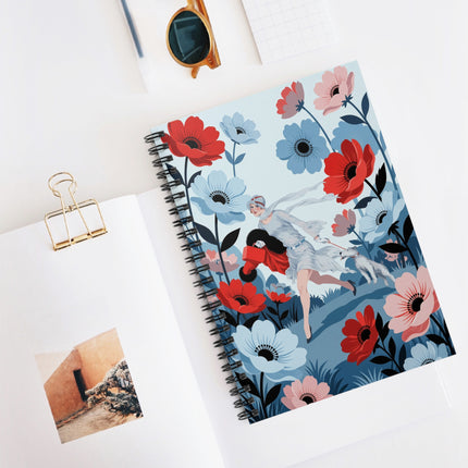 🌺🐕 The Lady Of The Windblown Garden Spiral Notebook – Art Deco Floral Adventure