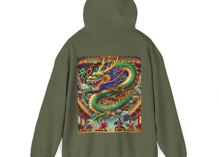 Tibetan Dragon Over Kabuki Duel – Heavy Blend™ Hooded Sweatshirt