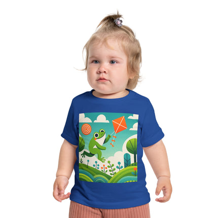 Young Frog’s Kite Adventure Baby T-Shirt – A Sky Full of Play