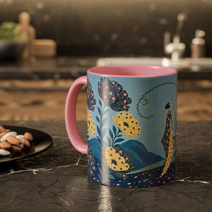 🌼🦋 The Enchanted Butterfly Garden Promenade Colorful Mug – Art Deco Floral Whimsy
