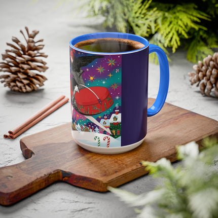 🎁✨ The Lady Of The Christmas Hatbox Colorful Mug – Art Deco Holiday Fantasy