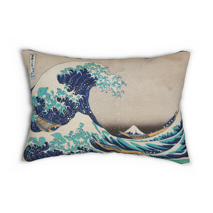 The Great Wave off Kanagawa by Katsushika Hokusai Spun Polyester Lumbar Pillow