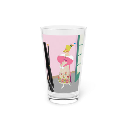 The Yellow Hat Pint Glass – 1920s Vogue Whimsy & Playful Elegance