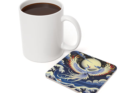 Majestic White Crane Cork Back Coaster