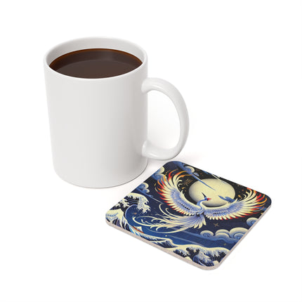 Majestic White Crane Cork Back Coaster