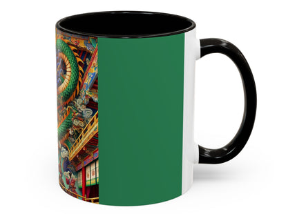 Tibetan Dragon Over Kabuki Duel Colorful Mugs (11oz, 15oz)