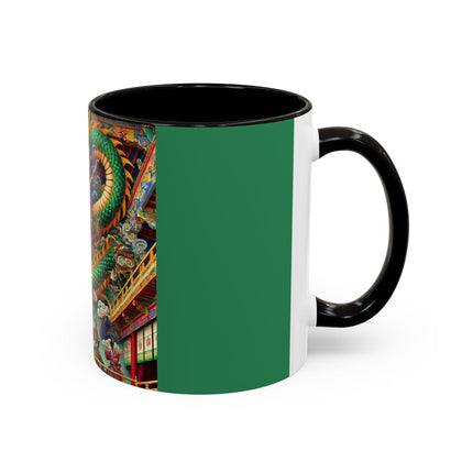 Tibetan Dragon Over Kabuki Duel Colorful Mugs (11oz, 15oz)
