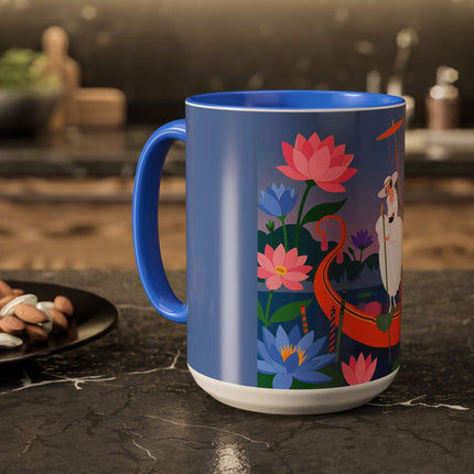 The Lady Of The Lotus Voyage Colorful Mugs – Art Deco Botanical Elegance