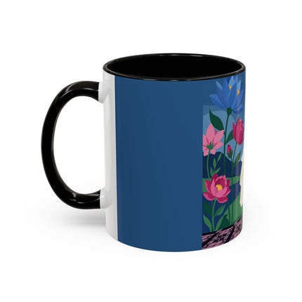 The Lady Of The Golden Parasol Colorful Mugs – Art Deco Botanical Elegance