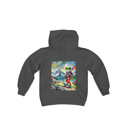Skateboarding Frog Youth Hooded Sweatshirt – Playful Energy Meets Global Adventure