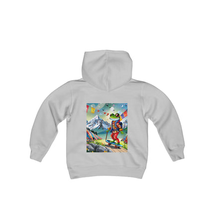 Skateboarding Frog Youth Hooded Sweatshirt – Playful Energy Meets Global Adventure