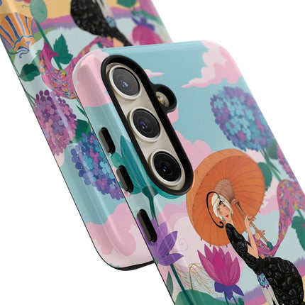 🌊☂️ The Lady Of The Flowered Seashore Phone Case – Art Deco Seaside Fashion