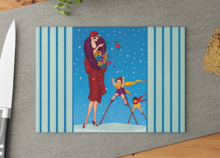 Snowfall & Couture Glass Cutting Board