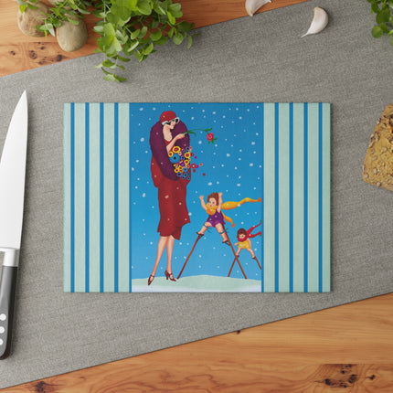 Snowfall & Couture Glass Cutting Board