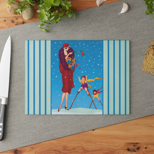 Snowfall & Couture Glass Cutting Board