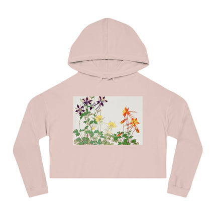 Aquilegia Flowers by Tanigami Kônan Women’s Cropped Hooded Sweatshirt