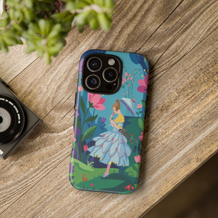 🌸☂️ A Stroll Through The Enchanted Forest Phone Case – Art Deco Floral Fantasy