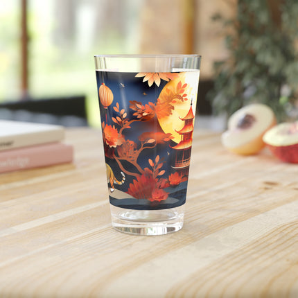 Tiger at an Autumn Moon Viewing Glass, 16oz