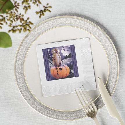 The Startled Pumpkin White Coined Napkins