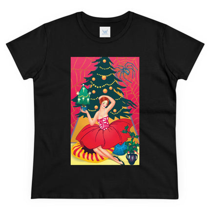 Art Deco Christmas Enchantment Women's Midweight Cotton Tee