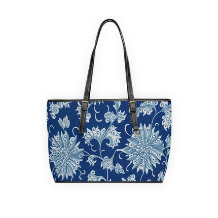 Blue Flower Pattern by Owen Jones PU Leather Shoulder Bag