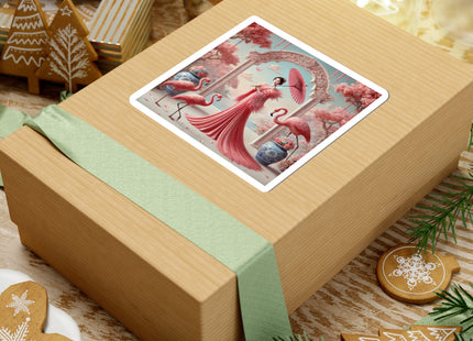 Petals, Porcelain, and Flamingos Kiss-Cut Stickers (4 Stickers)