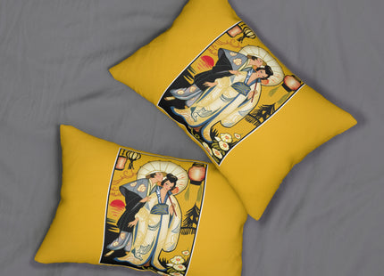 Golden Embrace Spun Polyester Lumbar Pillow