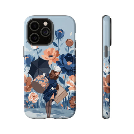 ☂️🌺 The Lady Of The Traveling Garden Phone Case – Art Deco Floral Adventure
