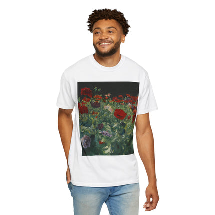 Poppies (A Study of Poppies for Carnation, Lily, Lily, Rose) by John Singer Sargent Unisex Garment-Dyed T-shirt
