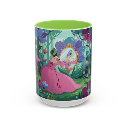 The Lady Of The Enchanted Mirror Colorful Mugs – Art Deco Botanical Elegance