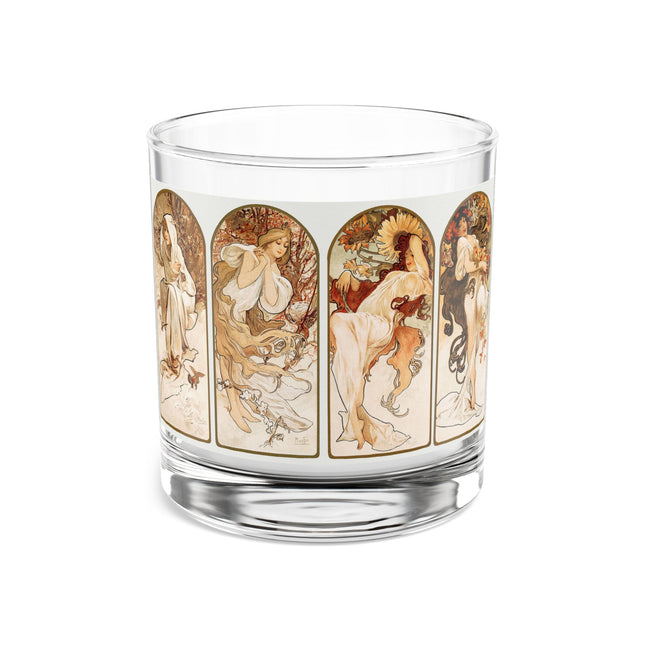 The Seasons by Alphonse Maria Mucha Rocks Glass, 10oz