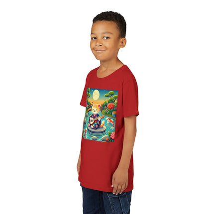 Melodic Kitten by the Koi Pond Youth Short Sleeve Tee