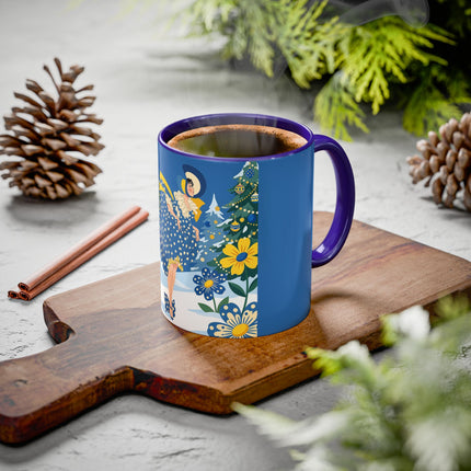 💙🌼 The Bluebell Christmas Promenade Colorful Mug – Art Deco Holiday Fantasy
