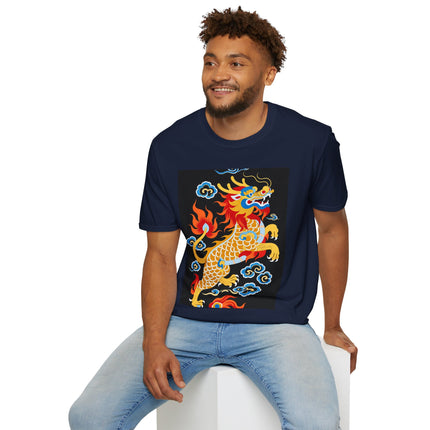 🐅🔥 The Golden Fire Tiger Softstyle T-Shirt – Celestial Flames & Eastern Fantasy