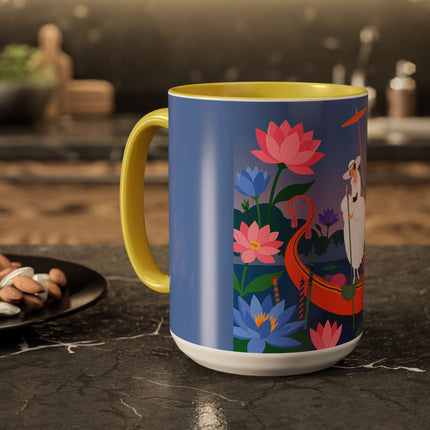The Lady Of The Lotus Voyage Colorful Mugs – Art Deco Botanical Elegance