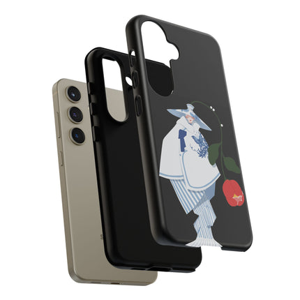 Blue & White Porcelain Geisha Phone Case – Elegant Mystery & Floral Grace