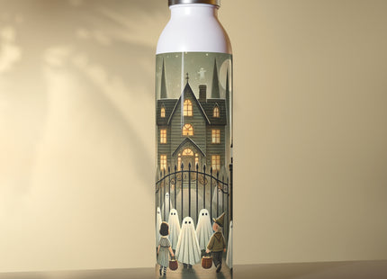 Ghostly Welcome – A Halloween Night Slim Water Bottle