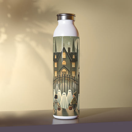Ghostly Welcome – A Halloween Night Slim Water Bottle
