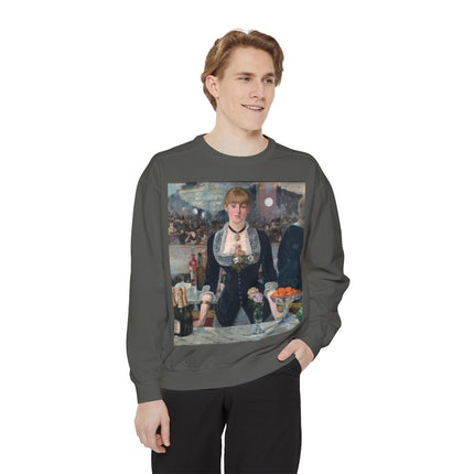 A Bar at the Folies-Bergère by Edouard Manet Unisex Garment-Dyed Sweatshirt